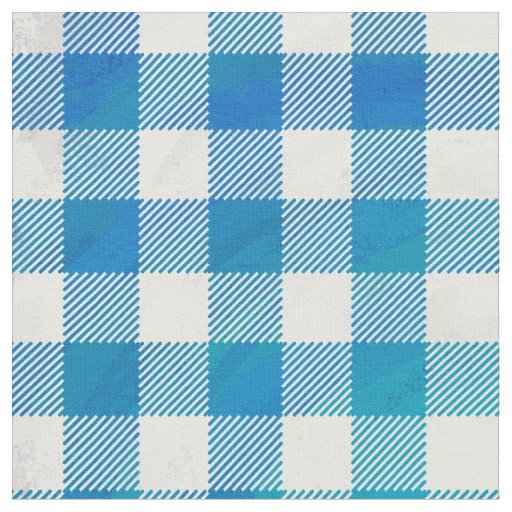 Checkered Buffalo Plaid Blue and White Fabric