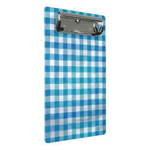 Checkered Buffalo Plaid Blue and White Mini Clipboard