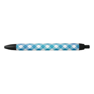 Checkered Buffalo Plaid Blue and White Pen