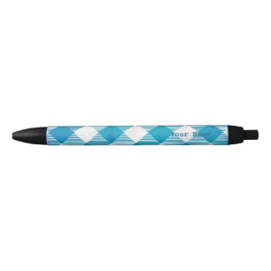 Checkered Buffalo Plaid Blue and White Pen