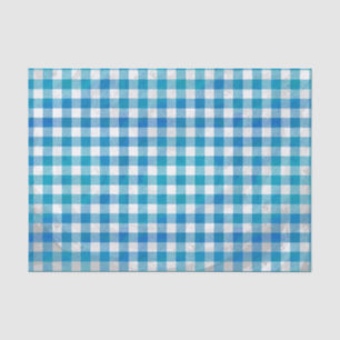 Checkered Buffalo Plaid Blue and White Tissue Paper