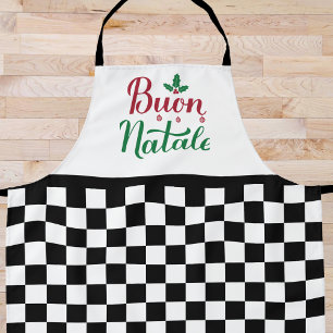 Checkered Buon Natale Merry Christmas Apron