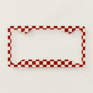 Checkered Burgundy and Cream License Plate Frame