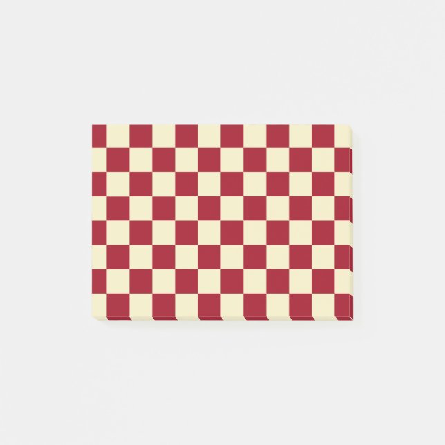 Checkered Burgundy and Cream Post-it Notes (Front)