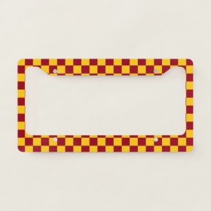Checkered Burgundy and Gold License Plate Frame