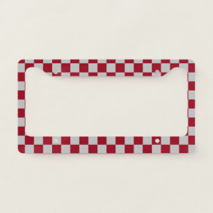 Checkered Burgundy and Silver License Plate Frame