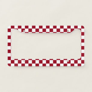 Checkered Burgundy and White  License Plate Frame