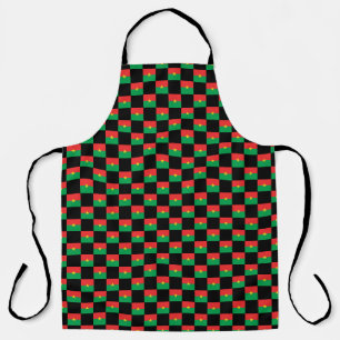 Checkered Burkina Faso Flag Pattern Apron