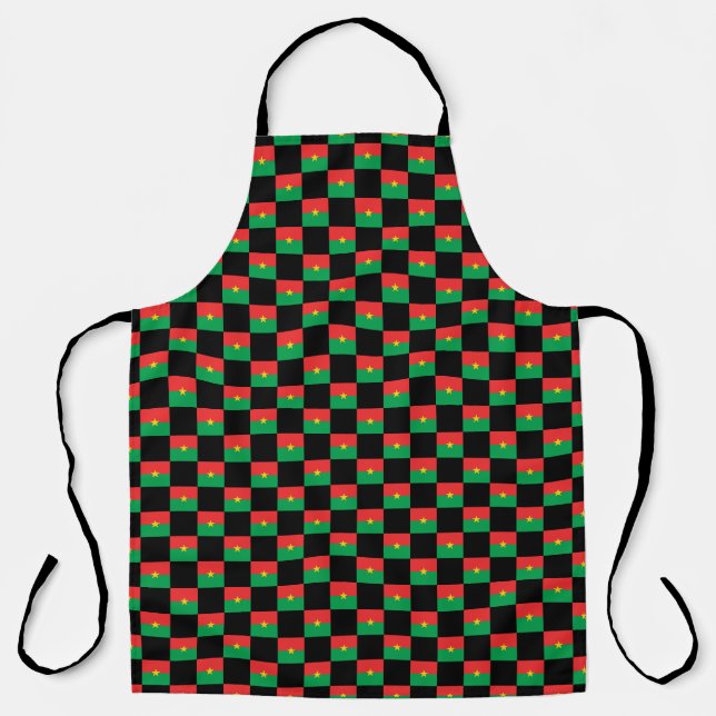 Checkered Burkina Faso Flag Pattern  Apron (Front)
