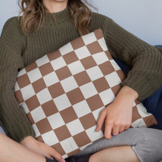 Checkered Burnt Orange Rust Terracotta Pillow