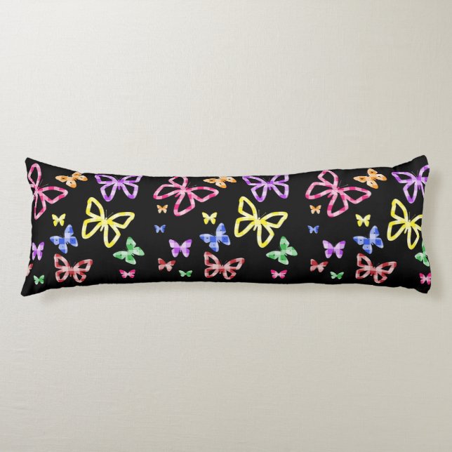 CHECKERED BUTTERFLIES BODY PILLOW (Front)