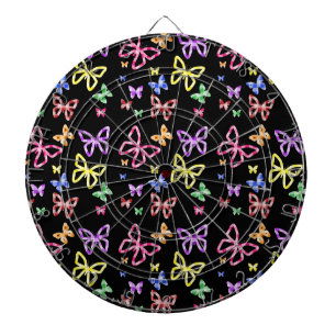 CHECKERED BUTTERFLIES DARTBOARD WITH DARTS