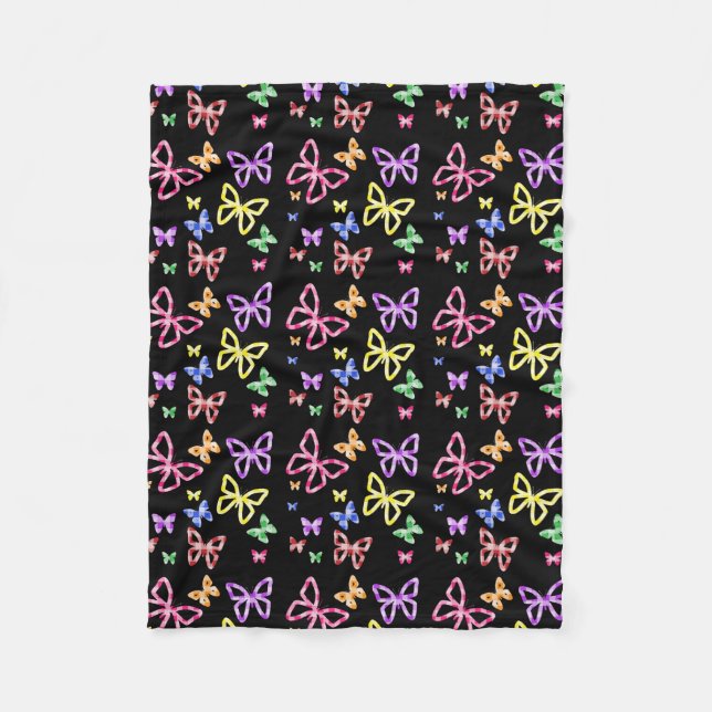 CHECKERED BUTTERFLIES FLEECE BLANKET (Front)