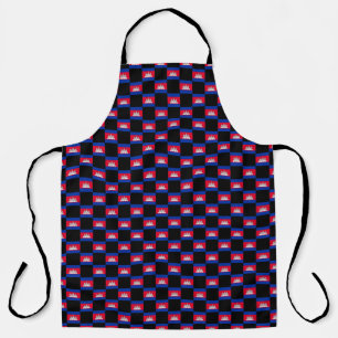 Checkered Cambodia Flag Pattern  Apron