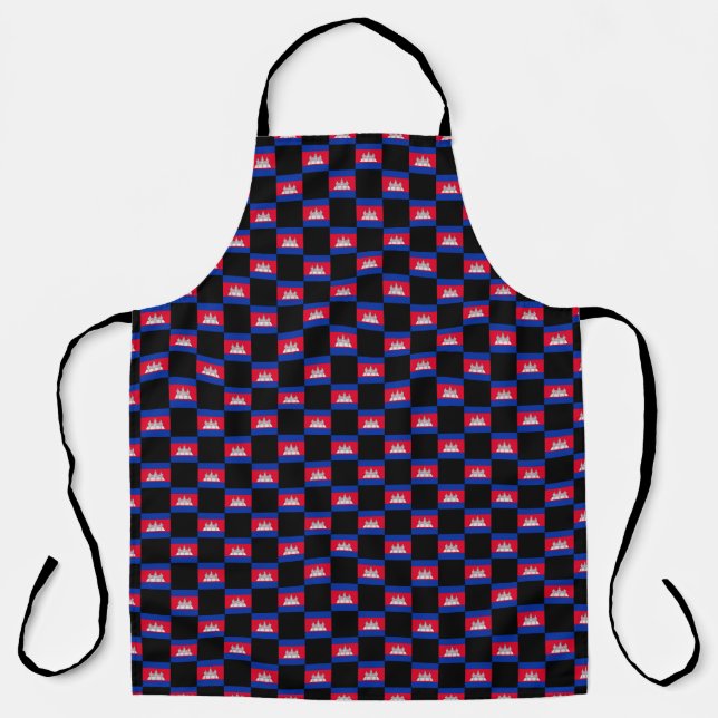 Checkered Cambodia Flag Pattern  Apron (Front)