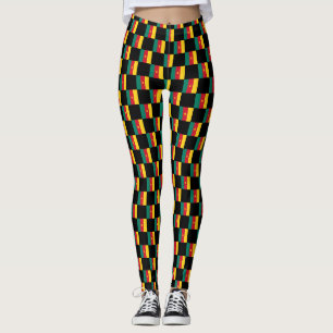 Checkered Cameroon Flag Pattern Leggings