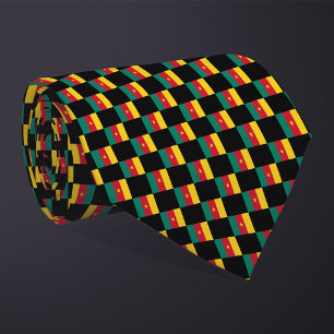 Checkered Cameroon Flag Pattern Neck Tie