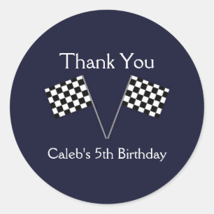 Checkered Car Racing Flags Birthday Party Stickers