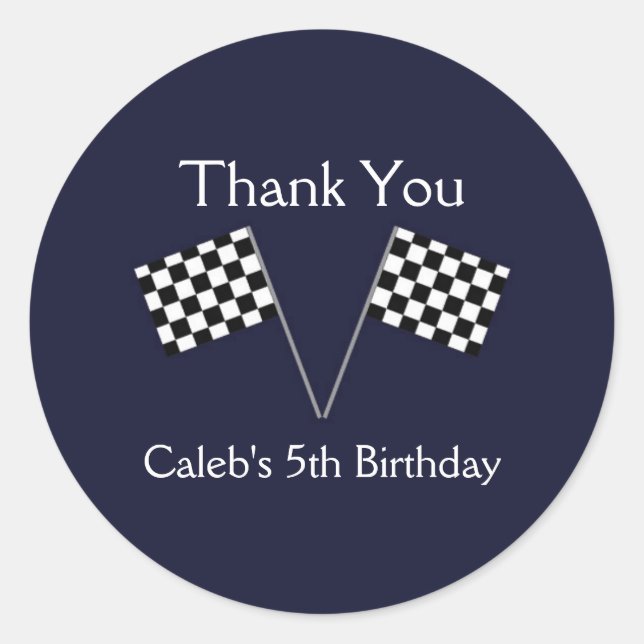 Checkered Car Racing Flags Birthday Party Stickers (Front)