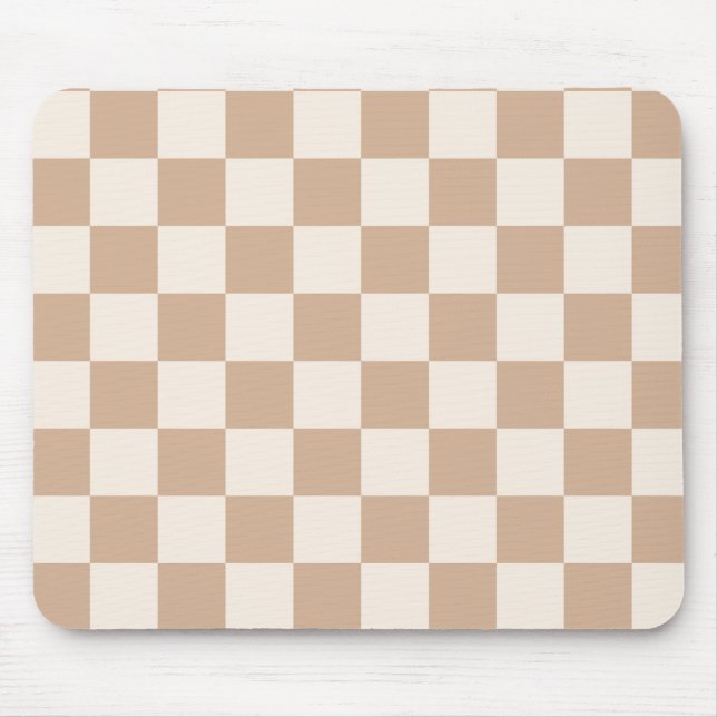 Checkered Caramel Brown Mouse Pad (Front)