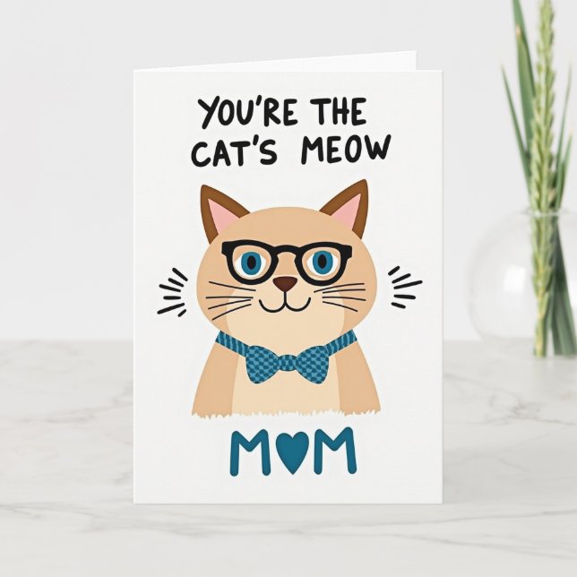 Checkered Cat Mom Card (Front)