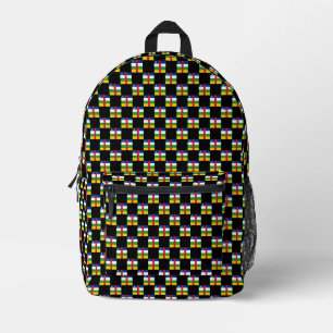 Checkered Central African Republic Flag Pattern  Printed Backpack