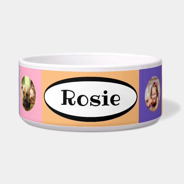 Checkered Ceramic Dog Food Bowl - HAMbWG (Front)