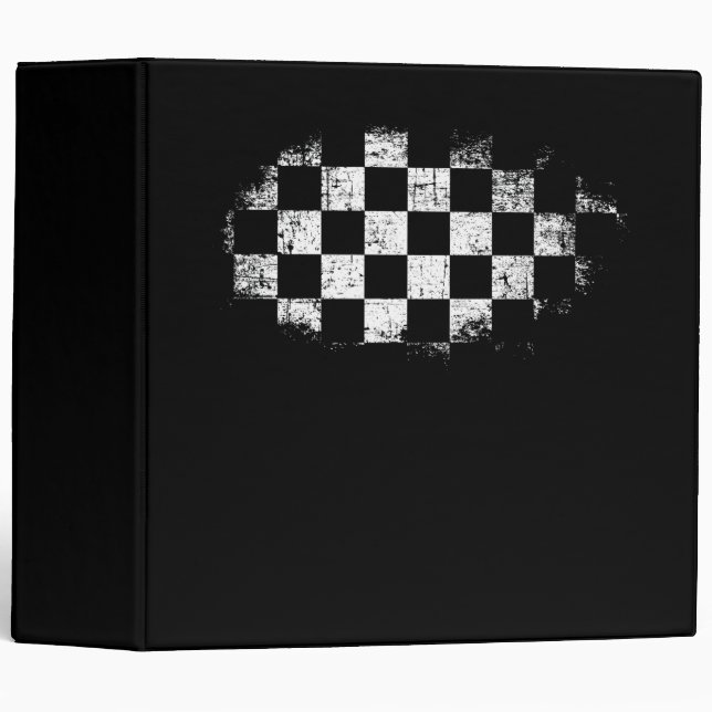 Checkered Checker Black & White 3 Ring Binder (Front/Spine)