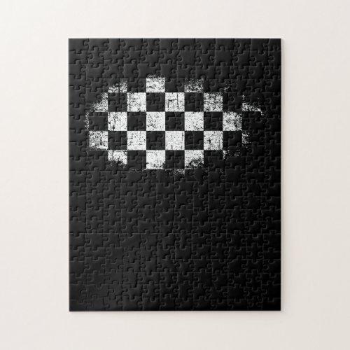 Checkered Checker Black  White Jigsaw Puzzle