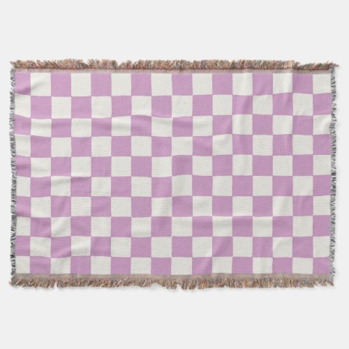 Checkered Checkerboard in Lavender Girls bedroom Throw Blanket