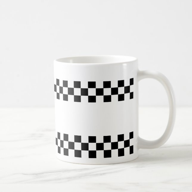 Checkered Checkers Black White Mug (Right)