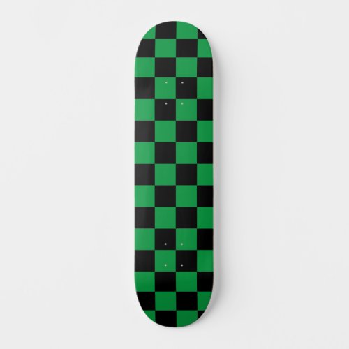 Checkered chequered Green and Black pattern  Skateboard