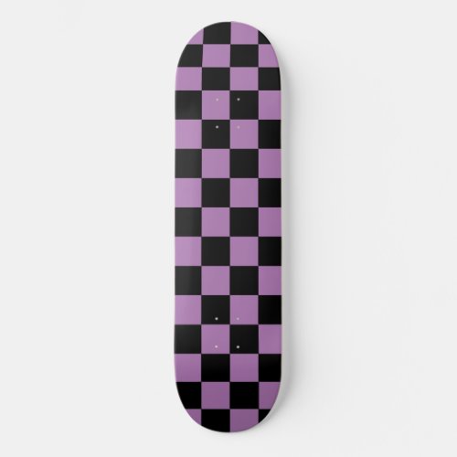 Checkered chequered Lavender Purple  Black  Skateboard