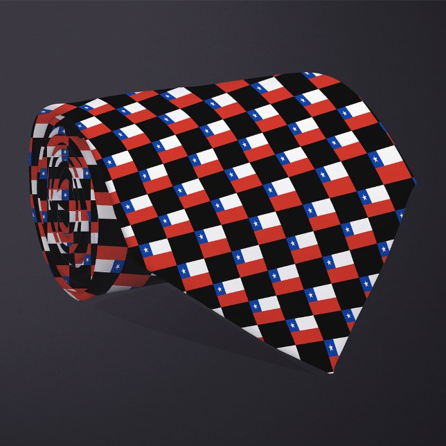 Checkered Chile Flag Pattern  Neck Tie (Creator Uploaded)