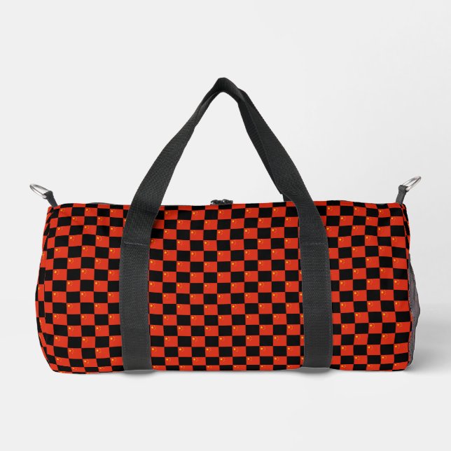 Checkered China Flag Pattern  Duffle Bag (Front)