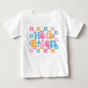 Checkered Christian Easter He is Risen Baby T-Shirt