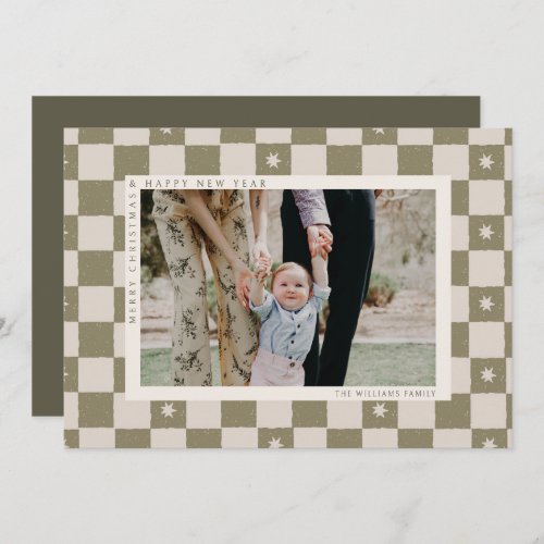 Checkered Christmas Photo Holiday Card