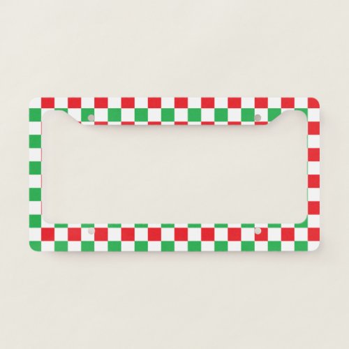 Checkered Christmas Red and Green  License Plate Frame