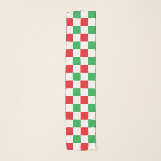 Checkered Christmas Red and Green Scarf (Front)