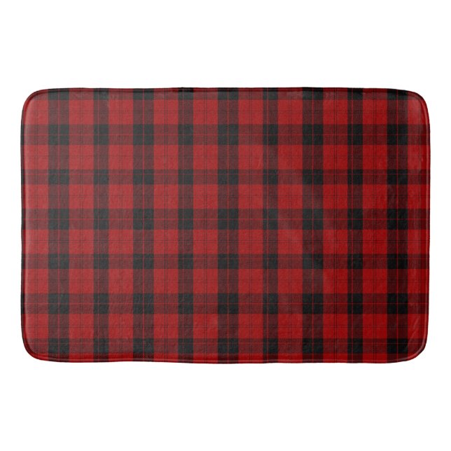 Checkered Christmas Red Buffalo Plaid Bath Mat (Front)