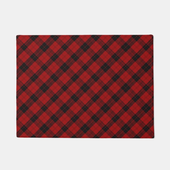 Checkered Christmas Red Buffalo Plaid Doormat (Front)