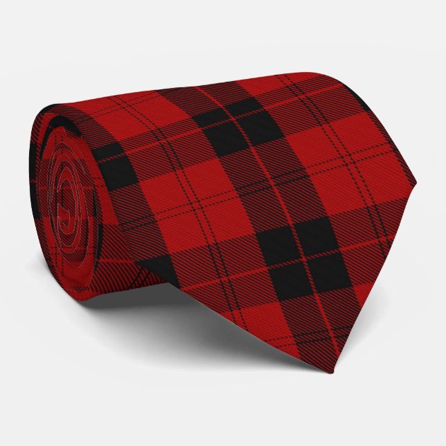 Checkered Christmas Red Buffalo Plaid Neck Tie (Rolled)