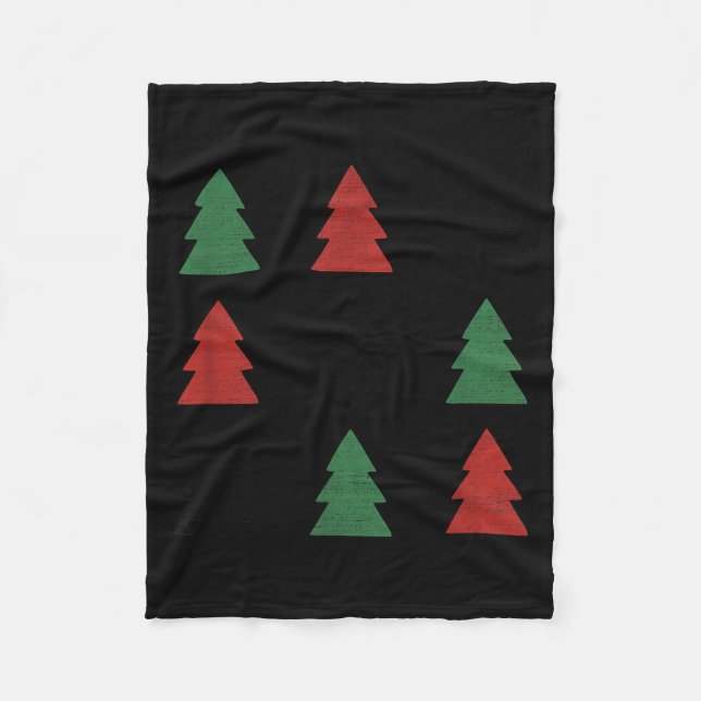 Checkered Christmas Tree Graphic Crewneck Swea Fun Fleece Blanket (Front)