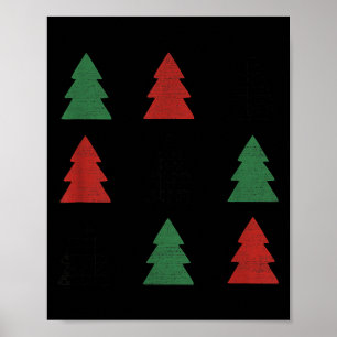 Checkered Christmas Tree Graphic Crewneck Swea Fun Poster
