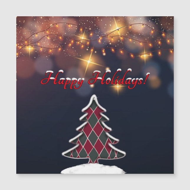 Checkered Christmas Tree Magnetic Card (Front)