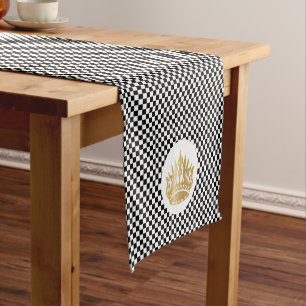 Checkered classic luxury elegant pattern short table runner