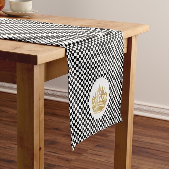Checkered classic luxury elegant pattern short table runner (In Situ)