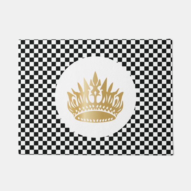 Checkered classic luxury royal elegant pattern doormat (Front)