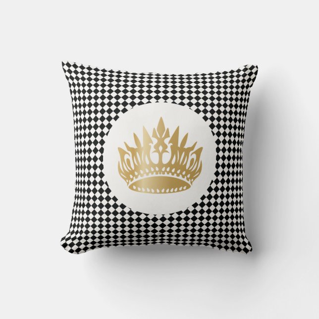 Checkered classic luxury royal elegant pattern throw pillow (Front)
