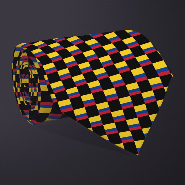 Checkered Colombia Flag Pattern  Neck Tie (Creator Uploaded)